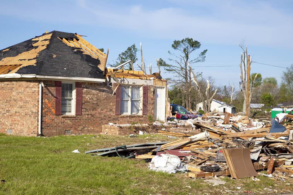 Natural Disaster Restoration house destroyed from tornado.